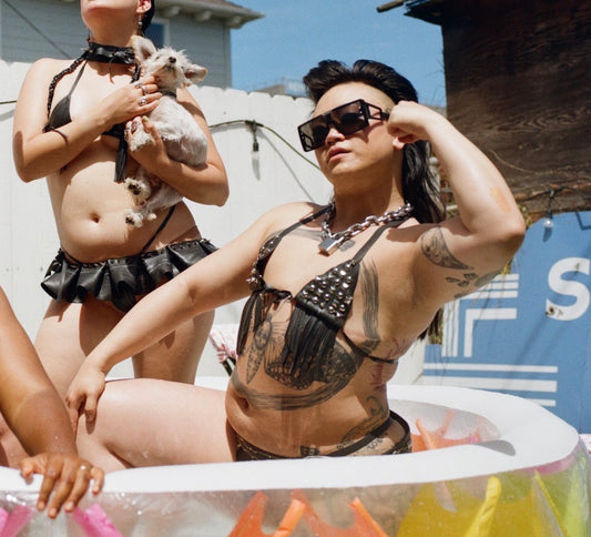 Studded Spike Fringe Bikini Top